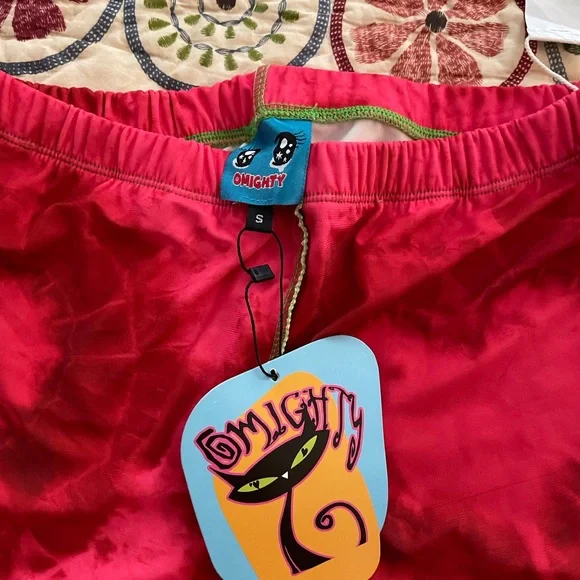 NWT Omighty One Love Flare Pants Size S, Red, Tie-Dye, Hearts, Stretchy - Picture 6 of 7